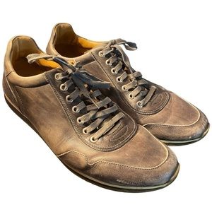 Magnanni for Saks Fifth Avenue gray leather lace-up sneakers